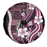 Samoa Siapo Tribal Pattern Spare Tire Cover Violet Polynesian Plumeria Tapa Motif