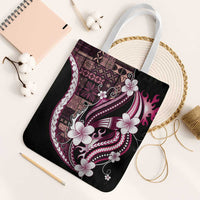 Samoa Siapo Tribal Pattern Tote Bag Violet Polynesian Plumeria Tapa Motif