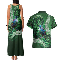 Tui Bird Koru Silver Fern Aotearoa Couples Matching Tank Maxi Dress and Hawaiian Shirt