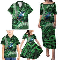 Tui Bird Koru Silver Fern Aotearoa Family Matching Puletasi and Hawaiian Shirt