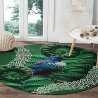 Tui Bird Koru Silver Fern Aotearoa Round Carpet