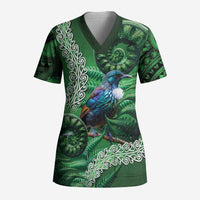 Tui Bird Koru Silver Fern Aotearoa Scrub Top