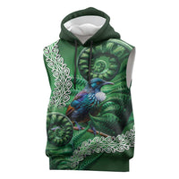 Tui Bird Koru Silver Fern Aotearoa Sleeveless Hoodie