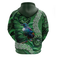 Tui Bird Koru Silver Fern Aotearoa Zip Hoodie