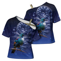 Tui Bird Matariki Galaxy Cross Shoulder Shirt Koru Silver Fern Aotearoa