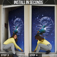 Tui Bird Matariki Galaxy Door Cover Koru Silver Fern Aotearoa LT9 - Polynesian Pride