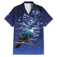 Tui Bird Matariki Galaxy Family Matching Tank Maxi Dress and Hawaiian Shirt Koru Silver Fern Aotearoa LT9 Dad's Shirt - Short Sleeve Galaxy - Polynesian Pride