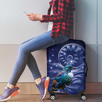 Tui Bird Matariki Galaxy Luggage Cover Koru Silver Fern Aotearoa