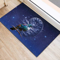 Tui Bird Matariki Galaxy Rubber Doormat Koru Silver Fern Aotearoa