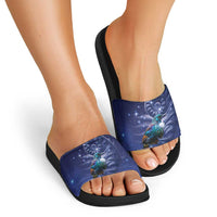 Tui Bird Matariki Galaxy Slide Sandals Koru Silver Fern Aotearoa