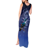 Tui Bird Matariki Galaxy Tank Maxi Dress Koru Silver Fern Aotearoa