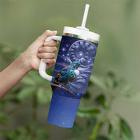 Tui Bird Matariki Galaxy Tumbler With Handle Koru Silver Fern Aotearoa