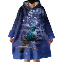 Tui Bird Matariki Galaxy Wearable Blanket Hoodie Koru Silver Fern Aotearoa