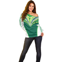 Personalised Polynesian Pride Cook Islands Rugby Off Shoulder Sweater No1 LT9 - Polynesian Pride