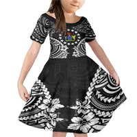 Cook Islands Ra o te Ui Ariki Est 1967 Family Matching Mermaid Dress and Hawaiian Shirt LT9 Daughter's Dress Black - Polynesian Pride