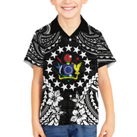 Cook Islands Ra o te Ui Ariki Est 1967 Family Matching Off Shoulder Maxi Dress and Hawaiian Shirt LT9 Son's Shirt Black - Polynesian Pride