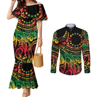 Cook Islands 15 Stars Couples Matching Mermaid Dress and Long Sleeve Button Shirt Kuki Airani Polynesian Tribal Wave Tattoo LT9 Reggae - Polynesian Pride
