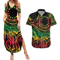 Cook Islands 15 Stars Couples Matching Summer Maxi Dress and Hawaiian Shirt Kuki Airani Polynesian Tribal Wave Tattoo LT9 Reggae - Polynesian Pride