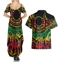 Cook Islands 15 Stars Couples Matching Summer Maxi Dress and Hawaiian Shirt Kuki Airani Polynesian Tribal Wave Tattoo LT9 - Polynesian Pride