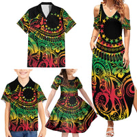Cook Islands 15 Stars Family Matching Summer Maxi Dress and Hawaiian Shirt Kuki Airani Polynesian Tribal Wave Tattoo LT9 - Polynesian Pride