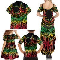 Cook Islands 15 Stars Family Matching Summer Maxi Dress and Hawaiian Shirt Kuki Airani Polynesian Tribal Wave Tattoo LT9 - Polynesian Pride
