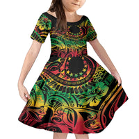 Cook Islands 15 Stars Family Matching Tank Maxi Dress and Hawaiian Shirt Kuki Airani Polynesian Tribal Wave Tattoo