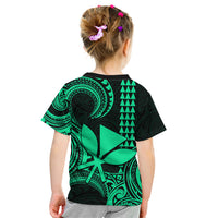 Custom King Kamehameha Day Hawaii Kid T Shirt Paradise of the Pacific Tribal Kakau - Green LT9 - Polynesian Pride