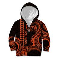 Custom King Kamehameha Day Hawaii Kid Hoodie Paradise of the Pacific Tribal Kakau - Orange LT9 - Polynesian Pride