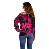 Custom King Kamehameha Day Hawaii Off Shoulder Sweater Paradise of the Pacific Tribal Kakau - Pink LT9 - Polynesian Pride