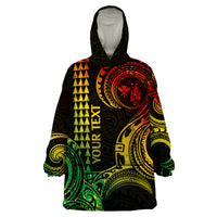 Custom King Kamehameha Day Hawaii Wearable Blanket Hoodie Paradise of the Pacific Tribal Kakau - Reggae LT9 One Size Reggae - Polynesian Pride