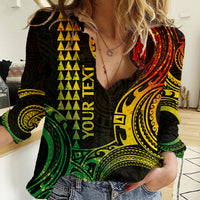 Custom King Kamehameha Day Hawaii Women Casual Shirt Paradise of the Pacific Tribal Kakau - Reggae LT9 Female Reggae - Polynesian Pride