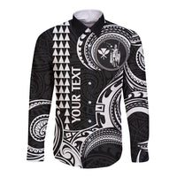 Custom King Kamehameha Day Hawaii Long Sleeve Button Shirt Paradise of the Pacific Tribal Kakau - White LT9 Unisex White - Polynesian Pride