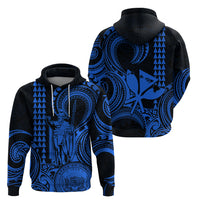 King Kamehameha Day Hawaii Hoodie Paradise of the Pacific Tribal Kakau with Kanaka Maoli Blue LT9 - Polynesian Pride