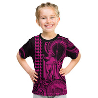 King Kamehameha Day Hawaii Kid T Shirt Paradise of the Pacific Tribal Kakau with Kanaka Maoli - Pink LT9 Pink - Polynesian Pride