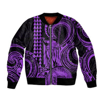 King Kamehameha Day Hawaii Bomber Jacket Paradise of the Pacific Tribal Kakau with Kanaka Maoli - Purple LT9 Unisex Purple - Polynesian Pride