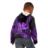 King Kamehameha Day Hawaii Kid Hoodie Paradise of the Pacific Tribal Kakau with Kanaka Maoli - Purple LT9 - Polynesian Pride