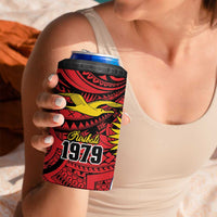 Flag of Kiribati Polynesian Pattern 4 in 1 Can Cooler Tumbler Est 1979 With Tropical Flowers