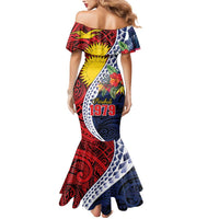Flag of Kiribati Polynesian Pattern Mermaid Dress Est 1979 With Tropical Flowers LT9 - Polynesian Pride