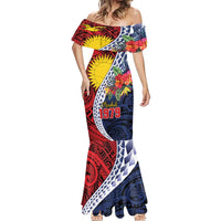 Flag of Kiribati Polynesian Pattern Mermaid Dress Est 1979 With Tropical Flowers LT9 - Polynesian Pride