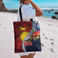 Flag of Kiribati Polynesian Pattern Tote Bag Est 1979 With Tropical Flowers LT9 - Polynesian Pride