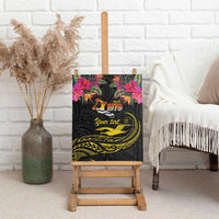 Kiribati Independence Day Personalised Canvas Wall Art Gold Frigatebird with Polynesian Pattern