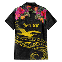 Kiribati Independence Day Personalised Family Matching Short Sleeve Bodycon Dress and Hawaiian Shirt Gold Frigatebird with Polynesian Pattern LT9 - Polynesian Pride