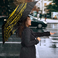 Kiribati Independence Day Personalised Umbrella Gold Frigatebird with Polynesian Pattern - Polynesian Pride