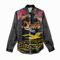 Kiribati Independence Day Personalised Women Casual Shirt Gold Frigatebird with Polynesian Pattern LT9 - Polynesian Pride