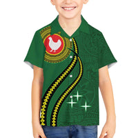 Manua Islands Polynesian Style Family Matching Off The Shoulder Long Sleeve Dress and Hawaiian Shirt