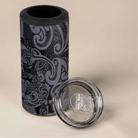 New Zealand Taiaha Maori 4 in 1 Can Cooler Tumbler Minimalist Silver Fern All Black LT9 - Polynesian Pride