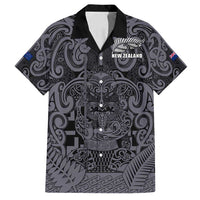 Custom New Zealand Taiaha Maori Family Matching Long Sleeve Bodycon Dress and Hawaiian Shirt Minimalist Silver Fern All Black LT9 Dad's Shirt - Short Sleeve Black - Polynesian Pride