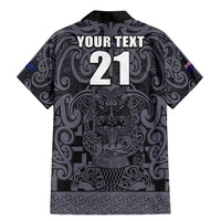 Custom New Zealand Taiaha Maori Family Matching Mermaid Dress and Hawaiian Shirt Minimalist Silver Fern All Black LT9 - Polynesian Pride
