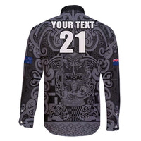 Custom New Zealand Taiaha Maori Family Matching Short Sleeve Bodycon Dress and Hawaiian Shirt Minimalist Silver Fern All Black LT9 - Polynesian Pride