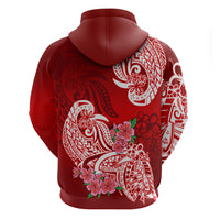 Polynesian Hoodie Pacific Flower Mix Floral Tribal Tattoo Red Vibe LT9 - Polynesian Pride